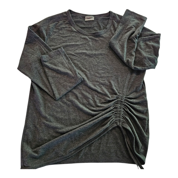 Shambhala Tops - Gray Ruched Long Sleeve Top​​​